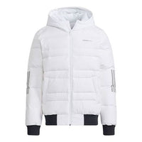 adidas neo M Dwn 3s Puf Jk Logo Printing Sports hooded down Jacket White H45269