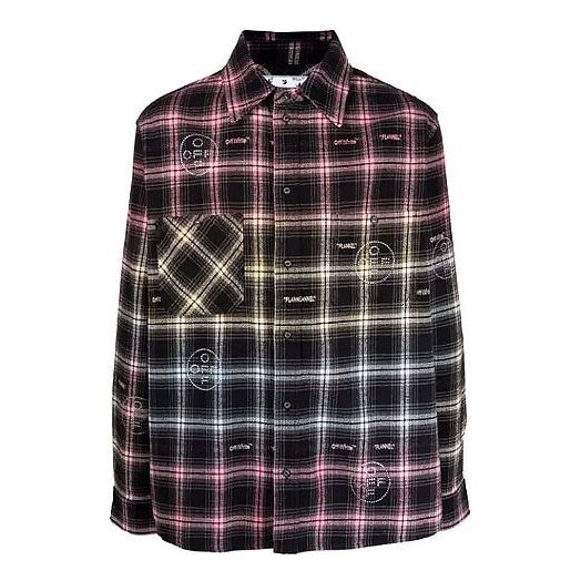 Off-White FW21 Logo Pattern Plaid Long Sleeves Shirt Loose Fit OMGA133S21FAB0028400