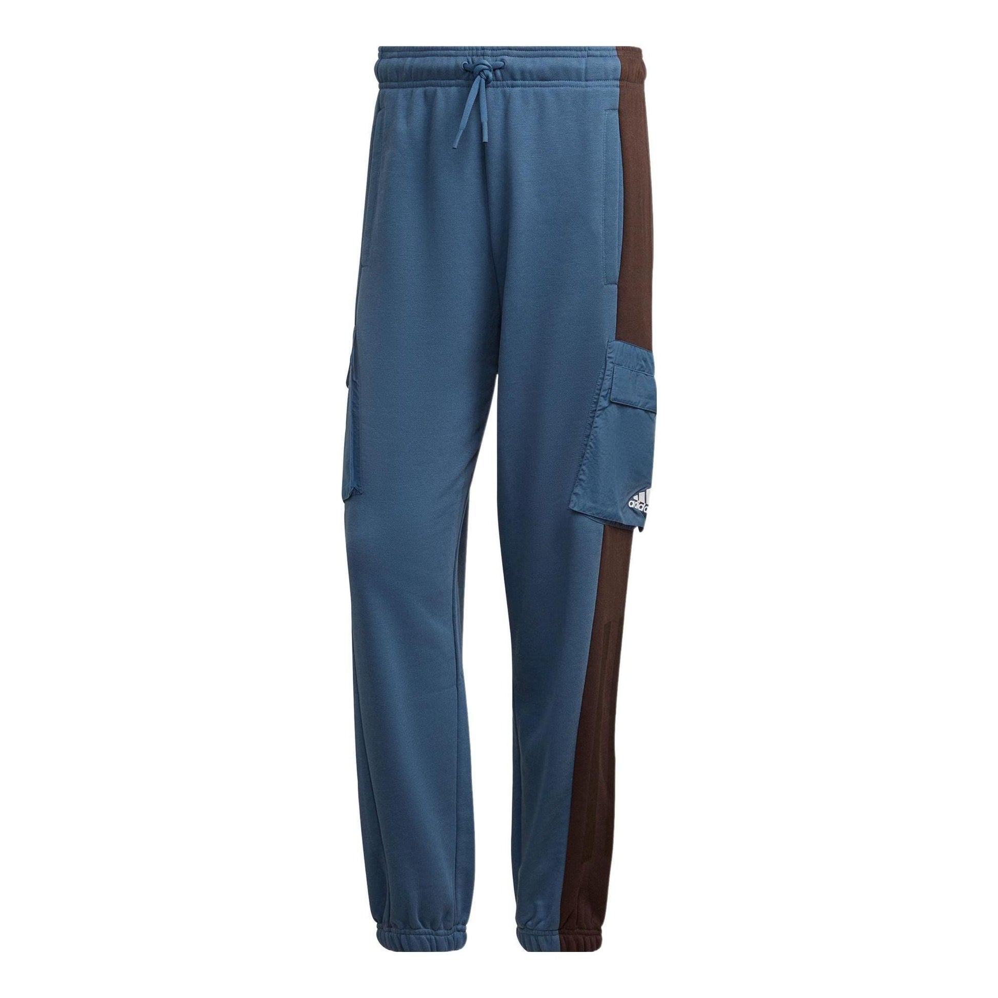 Men's adidas Logo Multiple Pockets Loose Bundle Feet Sports Pants/Trousers/Joggers Blue HZ9701