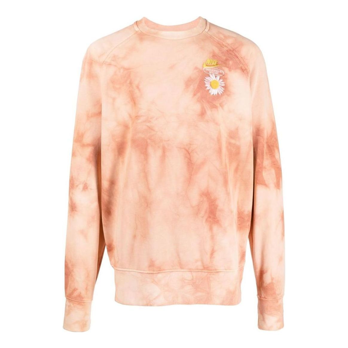 Men's Nike Sportswear Tie Dye Chest Pattern Printing Round Neck Pullover Long Sleeves Orange Pink DM5010-657