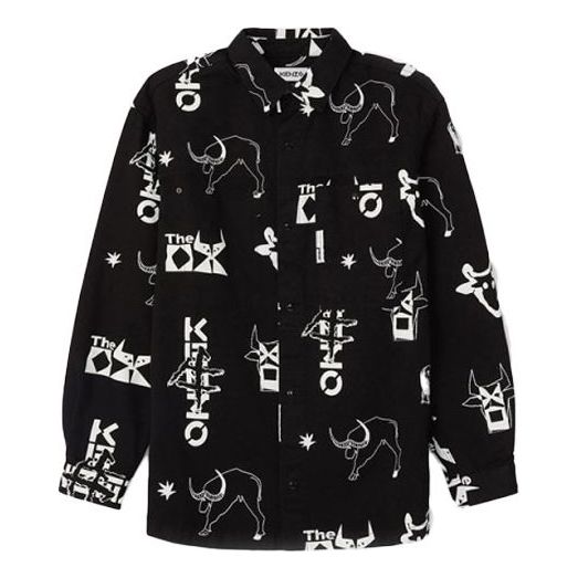 Men's KENZO SS21 Capsule Series Printing Jacket Long Sleeves Shirt Black FB55CH5159H2-99