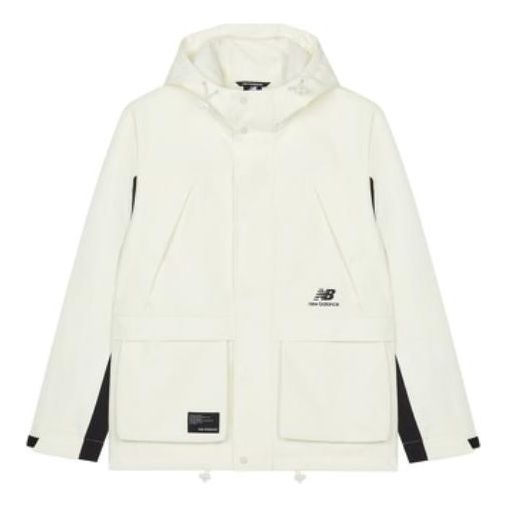 New Balance FW22 Hooded Windproof Jacket Asia Sizing 'White Black' AMJ23320-CIC