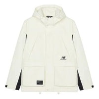 New Balance FW22 Hooded Windproof Jacket Asia Sizing 'White Black' AMJ23320-CIC