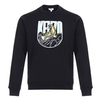 Men's KENZO Embroidered Cotton Round Neck Long Sleeves Black F96-5SW125-4X6-99