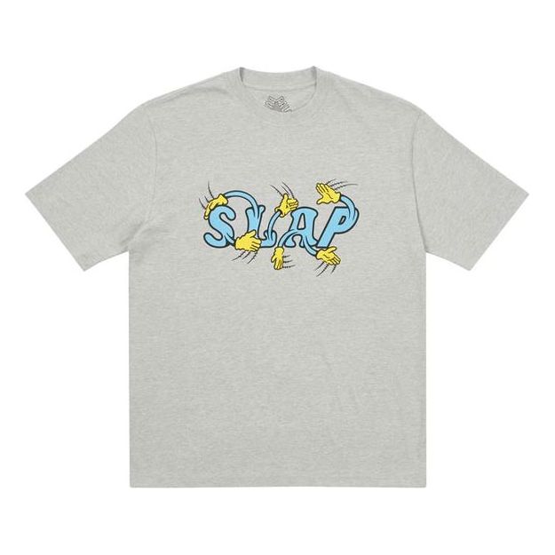 PALACE x Slap Magazine Crossover Hands Funny Alphabet Pattern Printing Short Sleeve Gray T-Shirt P20TS261