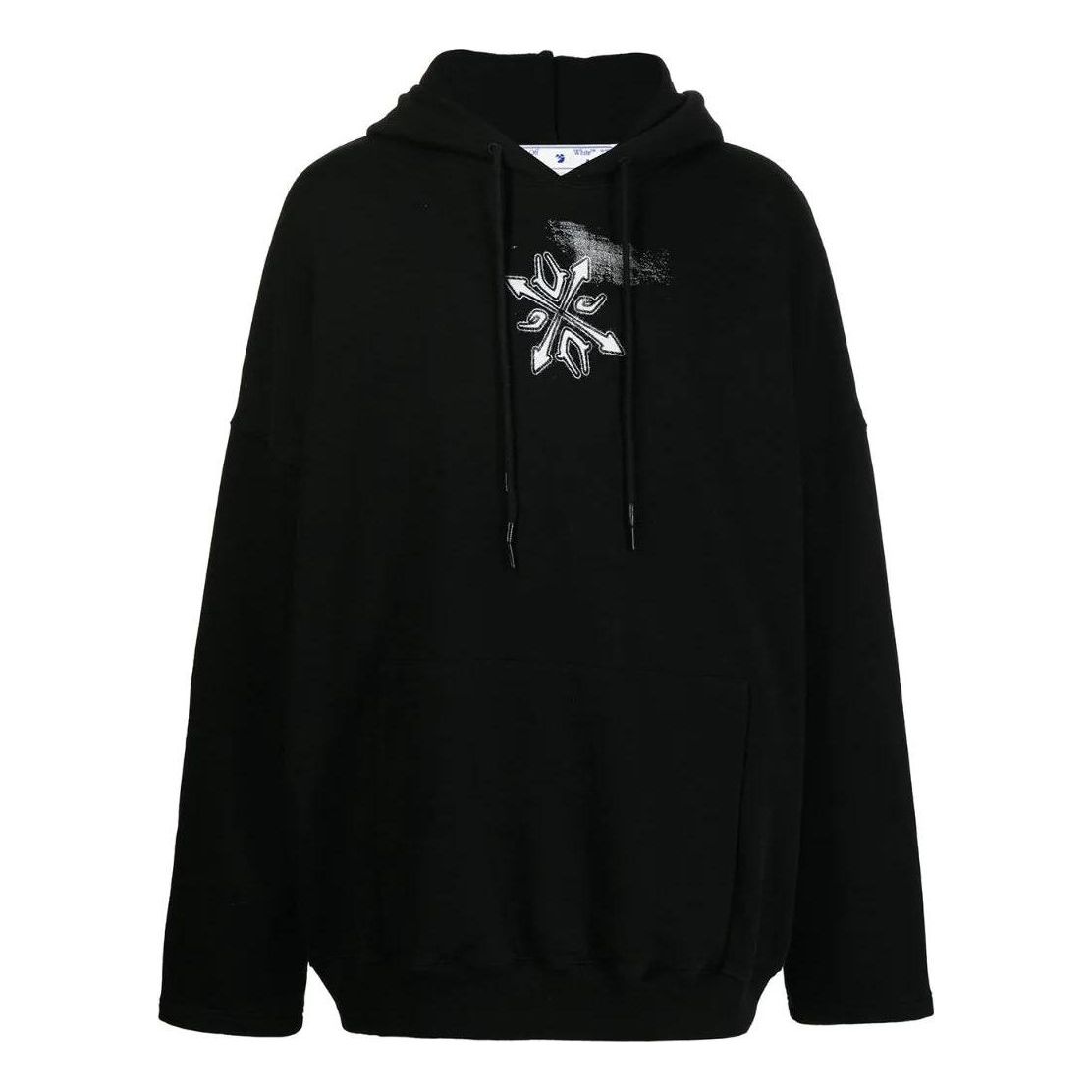 Men's Off-White SS22 Arrow Logo Printing Cotton Hooded Long Sleeves Version Black OMBB091S22FLE0031001