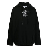 Men's Off-White SS22 Arrow Logo Printing Cotton Hooded Long Sleeves Version Black OMBB091S22FLE0031001