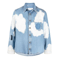 Men's Off-White FW22 Clouds Printing Hollow Out Long Sleeves Version Blue Shirt OMYD037S22DEN0016900
