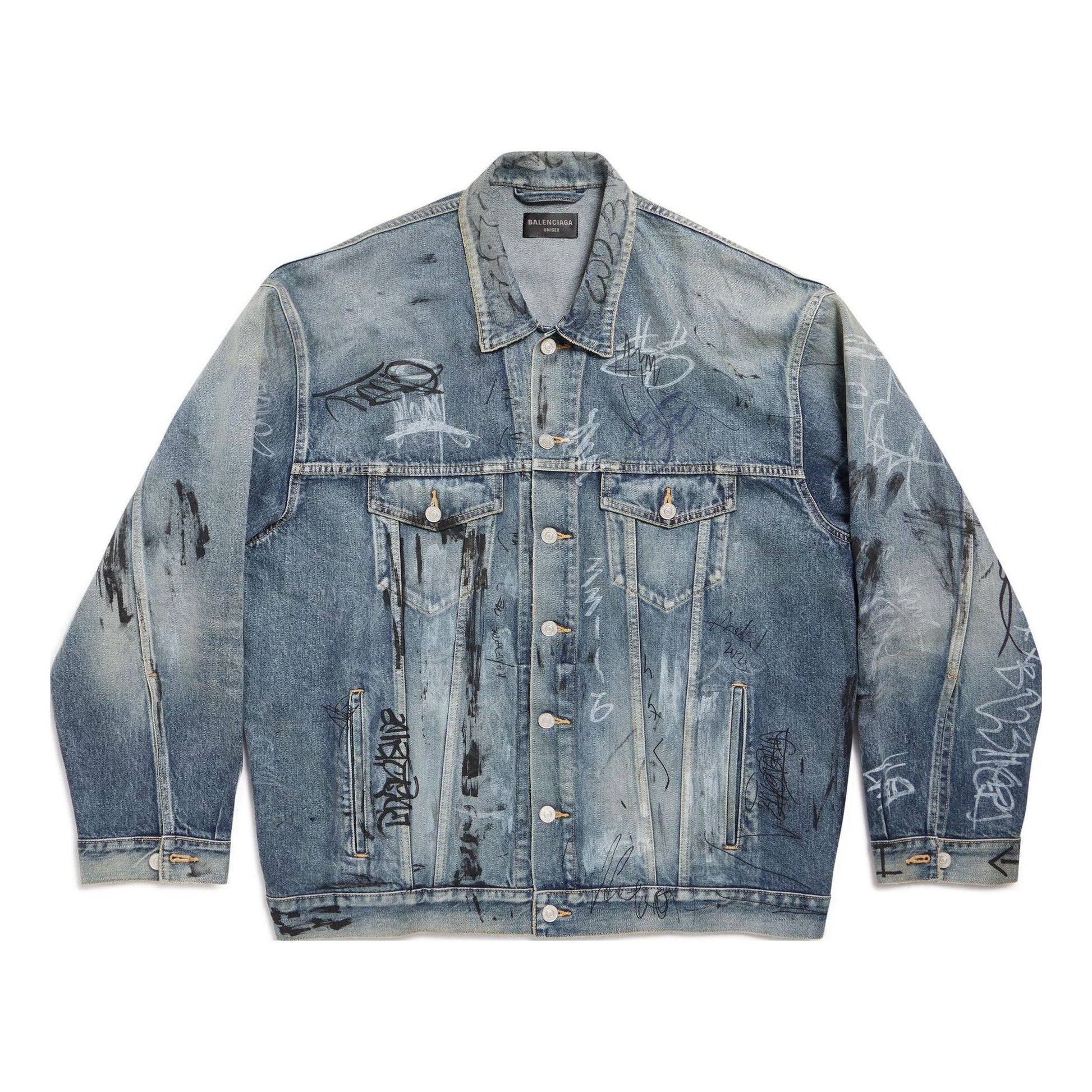 Balenciaga Graffiti Oversized Jacket 'Light Blue' 745048TNW014012