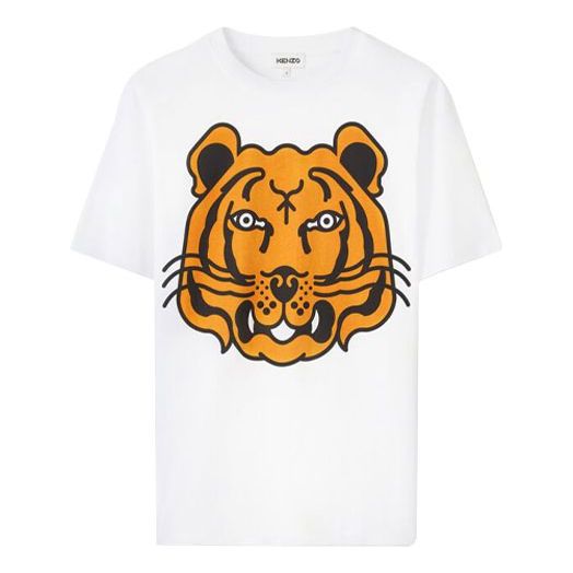 KENZO SS21 Printing Tiger Head Short Sleeve White FA62TS9904V4-01