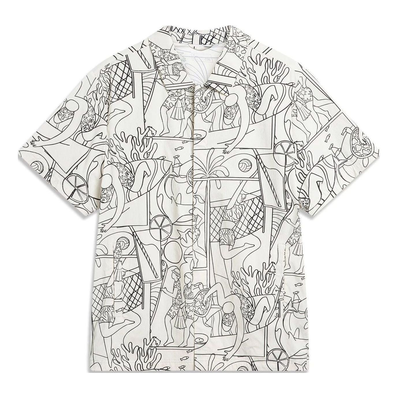 Li-Ning All-Over Print Shirt 'White Black' ASHU237-2