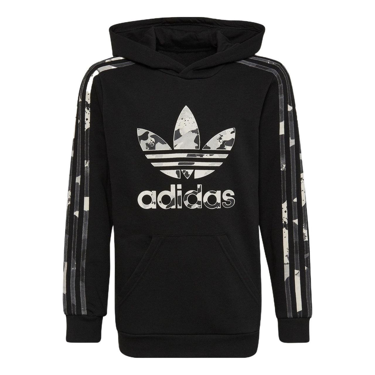 (GS) adidas Original Logo Hoodie Asia Sizing 'Black White' HK0282