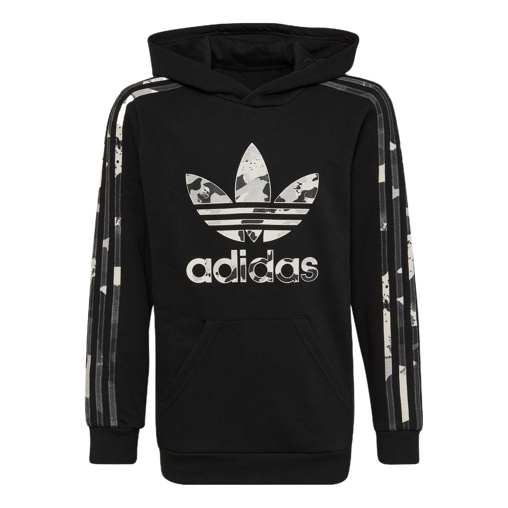 (GS) adidas Original Logo Hoodie Asia Sizing 'Black White' HK0282