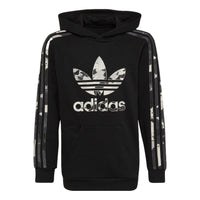 (GS) adidas Original Logo Hoodie Asia Sizing 'Black White' HK0282