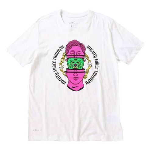 Nike Dri-fit Hook Printing Short Sleeve White CQ6559-100