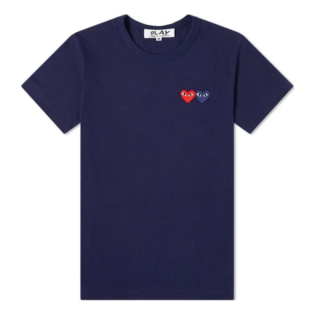 (WMNS) COMME des GARCONS PLAY Basic T-Shirt Two Emblems 'Navy' P1-T225-051-2