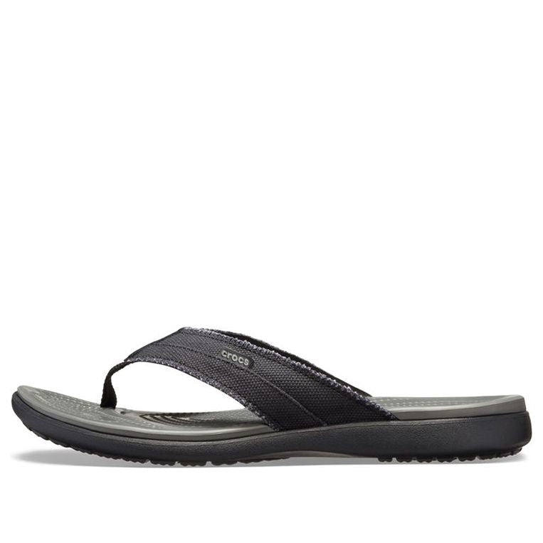 Crocs Santa Cruz Canvas Flip Flops 'Black Slate Gray' 205612-0DD