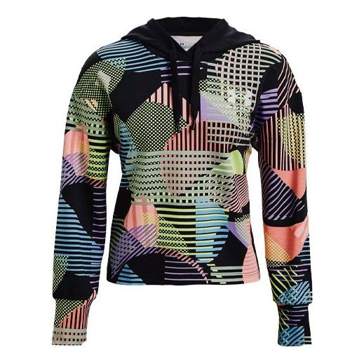 (WMNS) Under Armour Rival Terry Geo Printing Hoodie Black 1363259-001