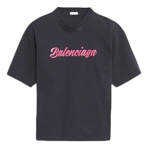Balenciaga Logo Printing Short Sleeve Unisex Black 583098TFV598465