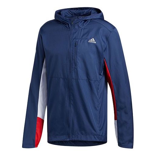 adidas Own the Run Jkt Running Sports Hooded Jacket Blue ED9291