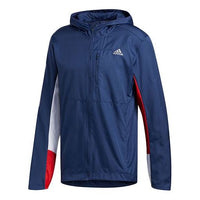 adidas Own the Run Jkt Running Sports Hooded Jacket Blue ED9291