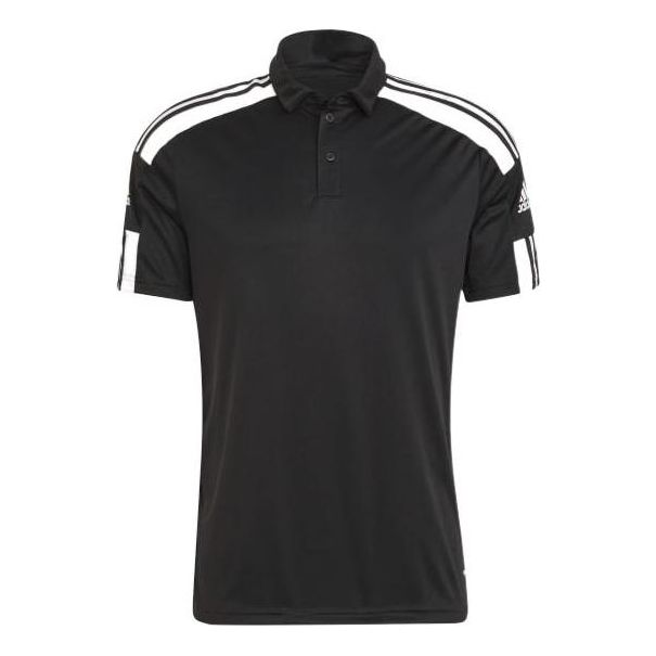 adidas Alphabet Logo Stripe Printing Short Sleeve Black Polo Shirt GK9556