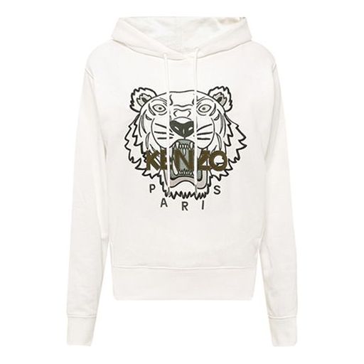 (WMNS) KENZO SS21 Embroidery Logo Hoodie White FB52SW8714XA-01