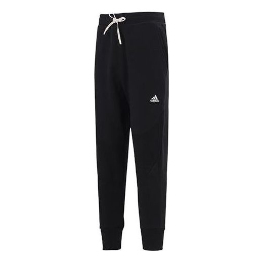 Men's adidas Solid Color Printing Logo Knit Sports Pants/Trousers/Joggers Black HB6587