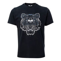 Men's KENZO SS21 Alphabet Tiger Head Printing Pattern Round Neck Short Sleeve Black FB55TS0264YG-99
