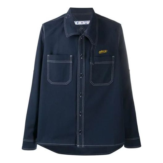 Men's Off-White Detail Blue Shirt OMYD022E20DEN0014518