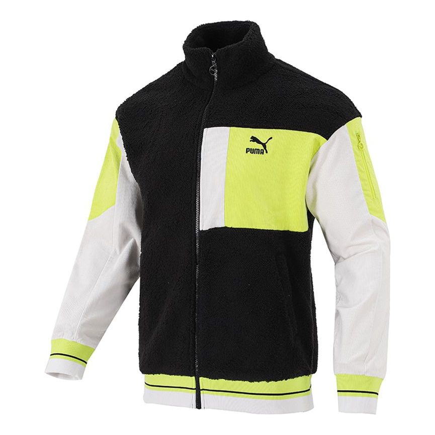 PUMA Retro Sherpa Jacket Colorblock Splicing logo Sports lamb's wool Stay Warm Black 534678-01
