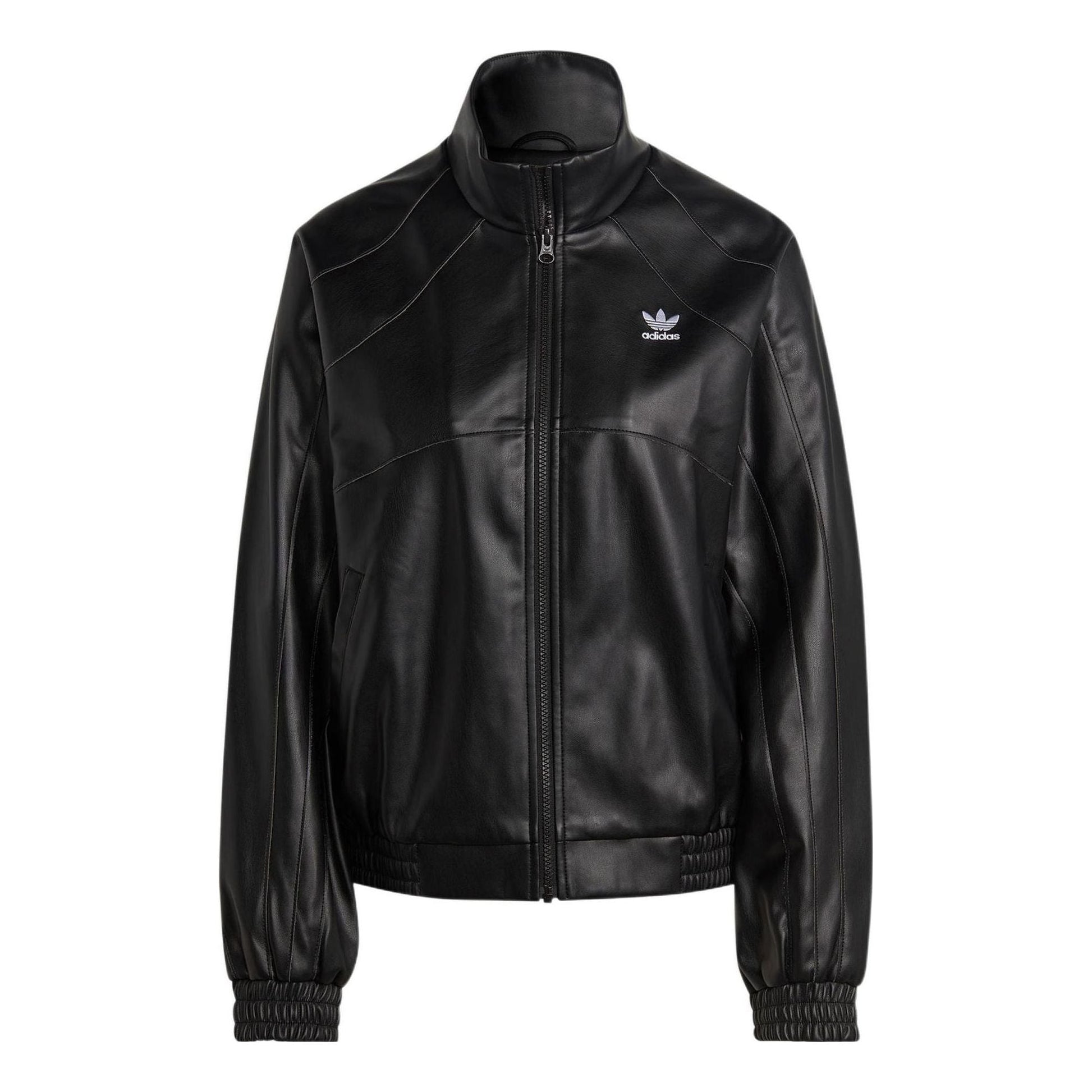(WMNS) adidas adicolor Trefoil Faux Leather Jacket Asia Sizing 'Black' II6103