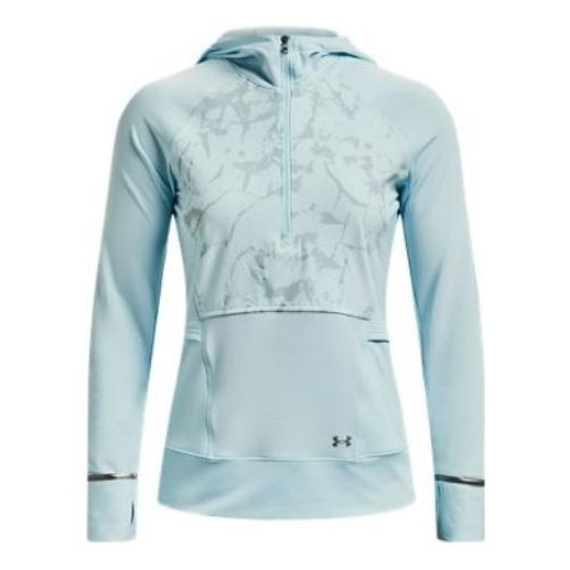 (WMNS) Under Armour OutRun The Cold Hooded 1/2 Zip Top 'Fuse Teal' 1373206-469