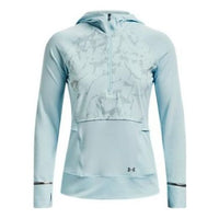 (WMNS) Under Armour OutRun The Cold Hooded 1/2 Zip Top 'Fuse Teal' 1373206-469