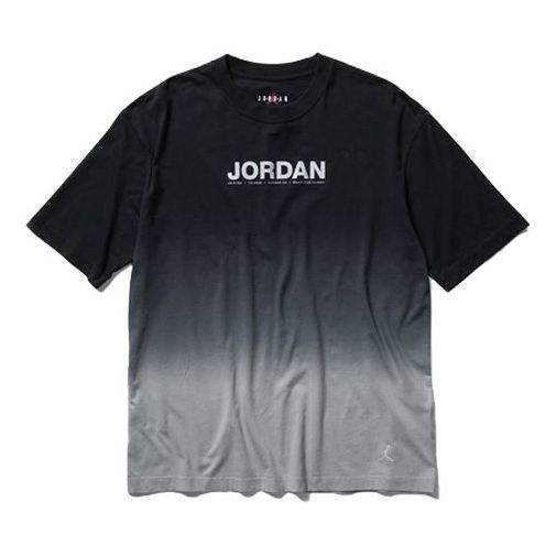 (WMNS) Air Jordan Gradient Alphabet Printing Short Sleeve 'Black' CU6368-073