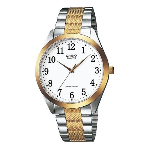 Men's CASIO STANDARD Series Retro Gold Numeric Watch White Dial Mens White Analog MTP-1274SG-7B