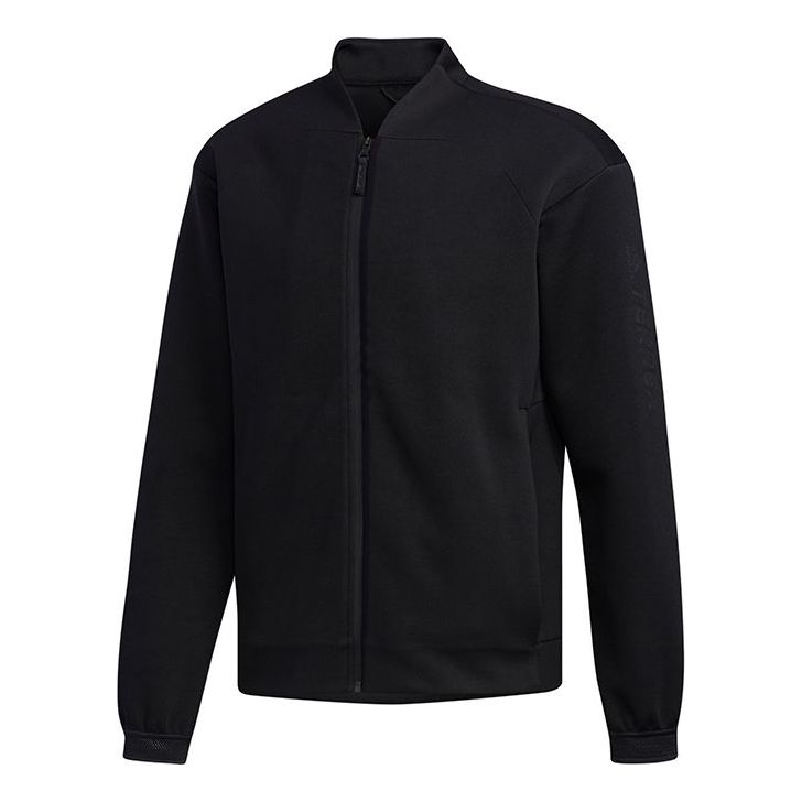 adidas Cap Bomber SweaA Casual Solid Color Zipper Outdoor Jacket Black EH4944