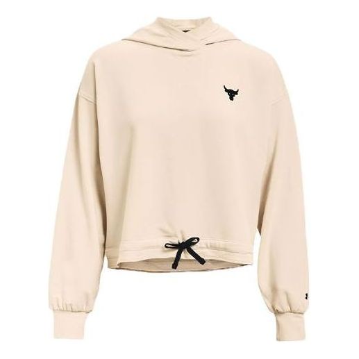 (WMNS) Under Armour Terry Project Rock Terry Pullover Hoodie 'Cream White' 1361059-110