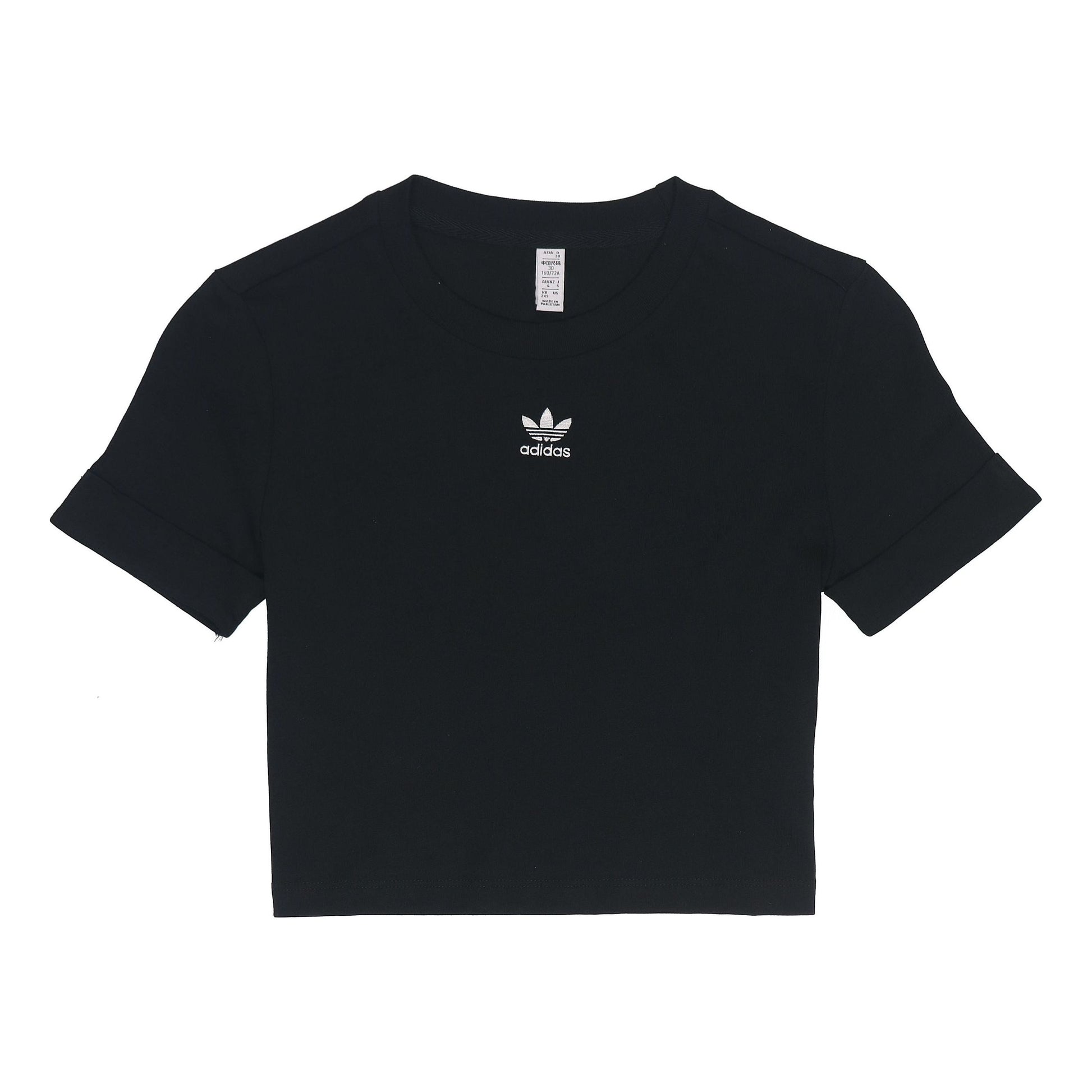 (WMNS) adidas Adicolor Classics Roll-Up Sleeve Crop Top Asia Sizing 'Black' GN2802