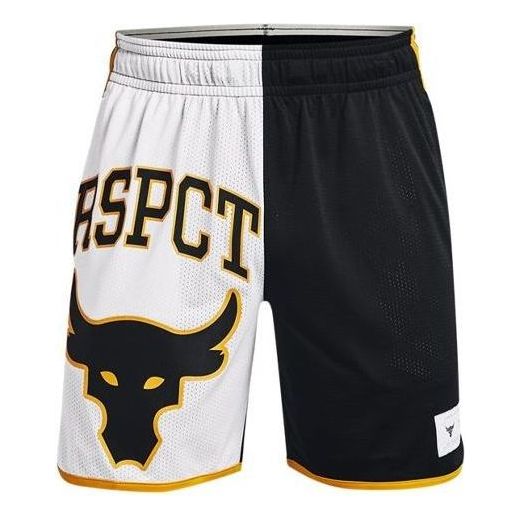 Under Armour Project Rock Colorblock Knit Shorts 'Black White Yellow' 1367128-001