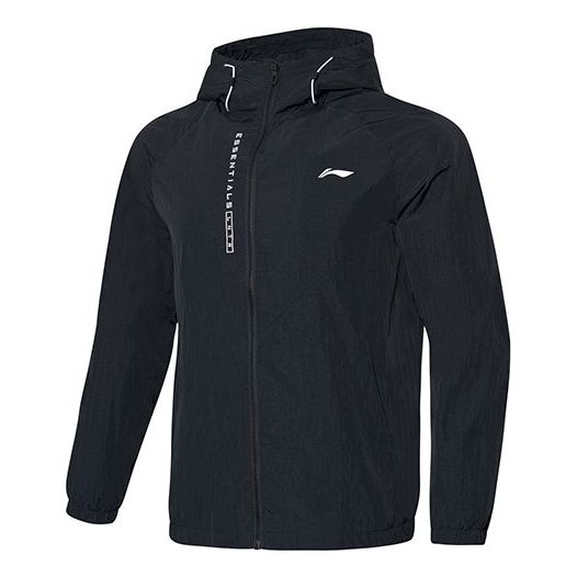 Li-Ning Logo Cardigan hooded track Jacket Black AFDQ009-1