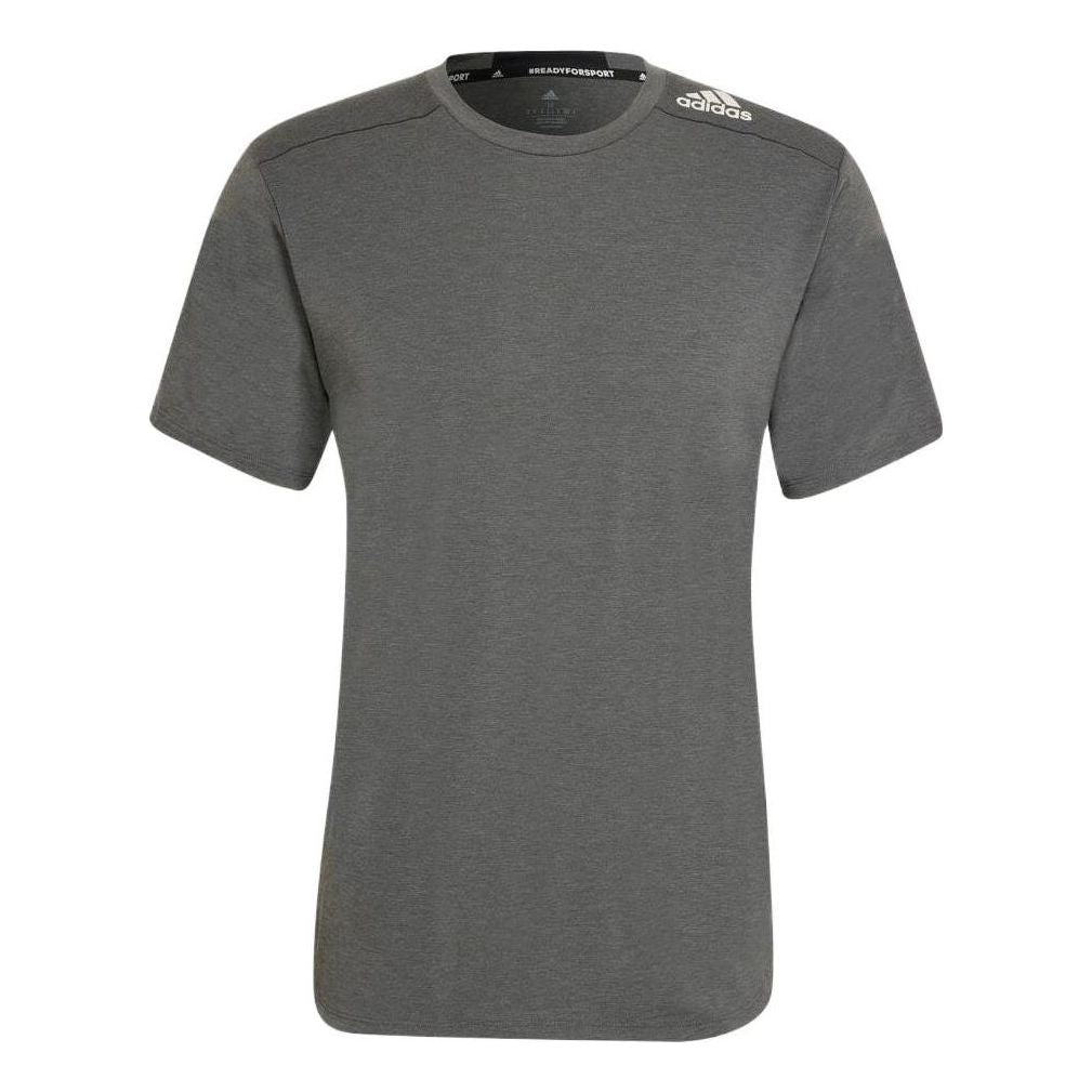 adidas Solid Color Breathable Sports Logo Casual Round Neck Short Sleeve Gray HB9206