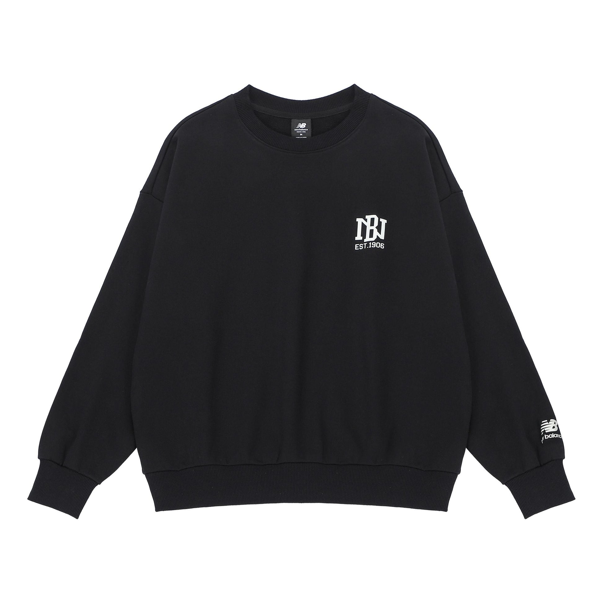 New Balance Logo Print Sweatshirt Asia Sizing 'Black White' AMT23330-BK