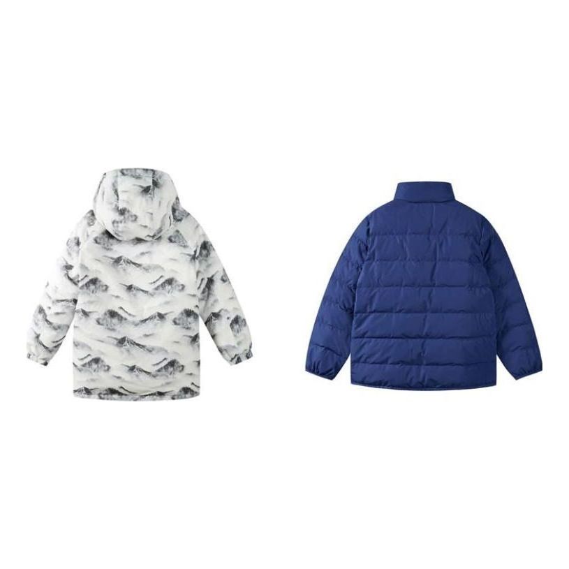 (GS) Skechers Full Print Mountain 3-In-1 Hooded Down Jacket 'White Blue' P422B047