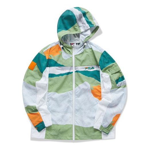 FILA FUSION Printing Casual Sports Hooded Jacket Colorblock T11M123701F-LG