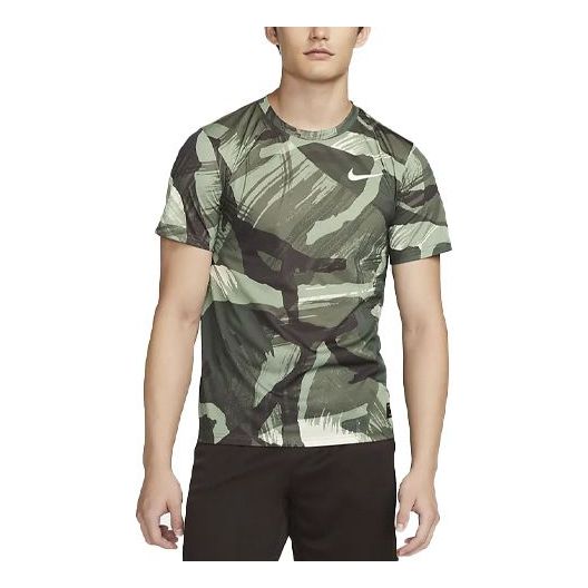 Men's Nike Dri-FIT Camouflage Logo Printing Casual Round Neck Short Sleeve Green T-Shirt DR7568-386