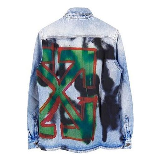 Off-White FW19 Doodle Denim Shirt Men Blue OMYD015E193860377188