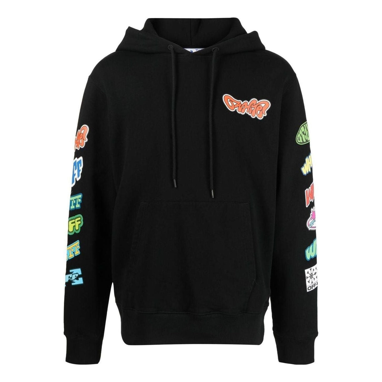Off-White graphic-print Cotton Hoodie 'Black' OMBB097F22FLE0291084