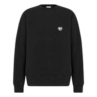 Men's DIOR SS22 Solid Color Embroidered Logo Pullover Autumn Black 213J687A0531-C901