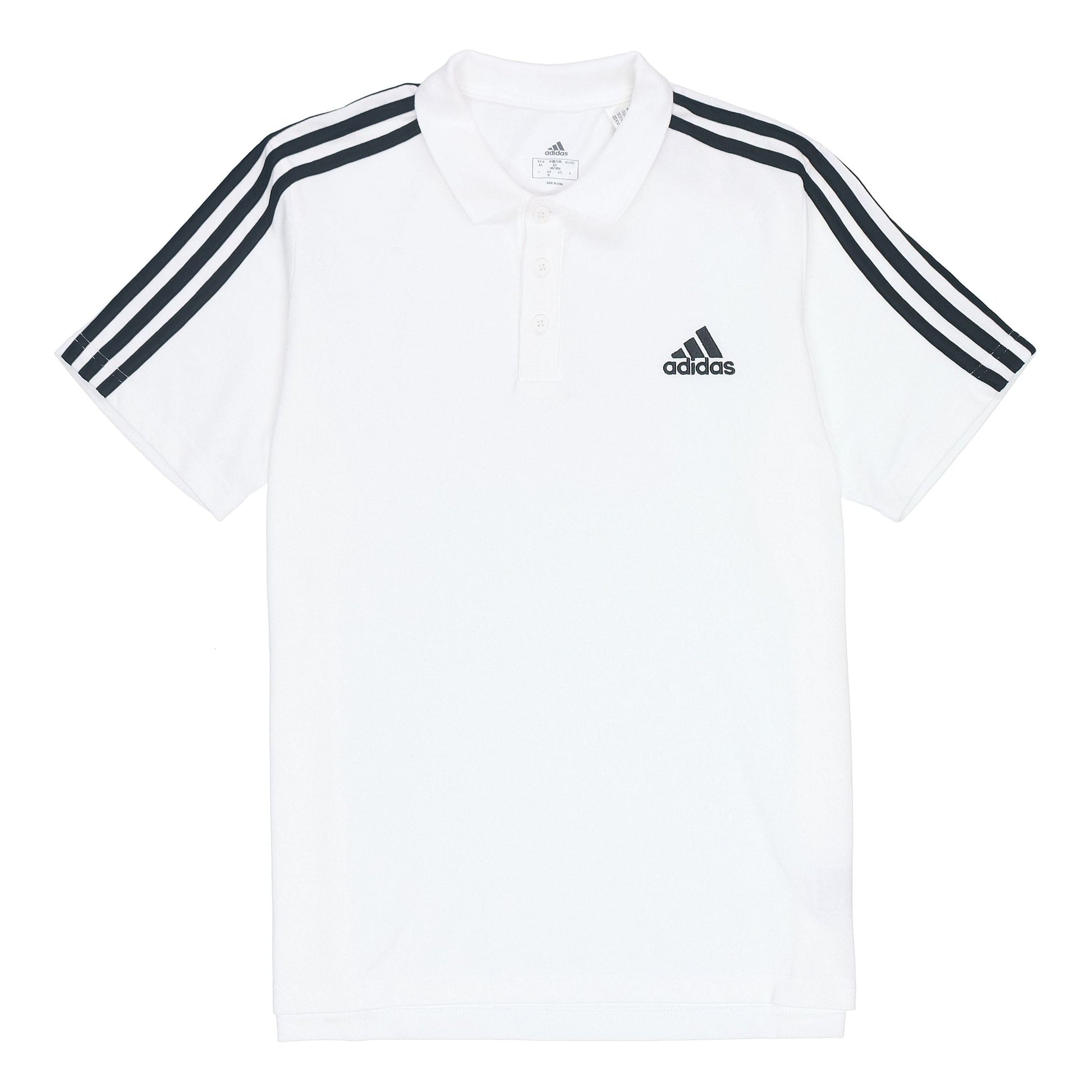 Men's adidas Printing Stripe Brand Logo Breathable Solid Color Short Sleeve polo White Polo Shirt GK9138